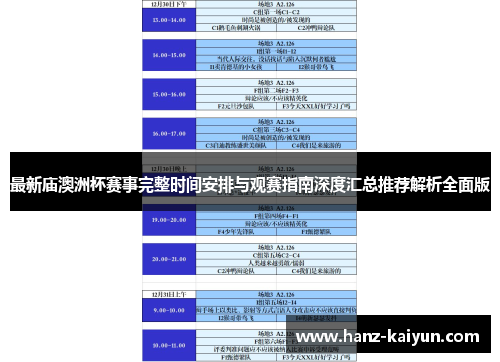 最新庙澳洲杯赛事完整时间安排与观赛指南深度汇总推荐解析全面版